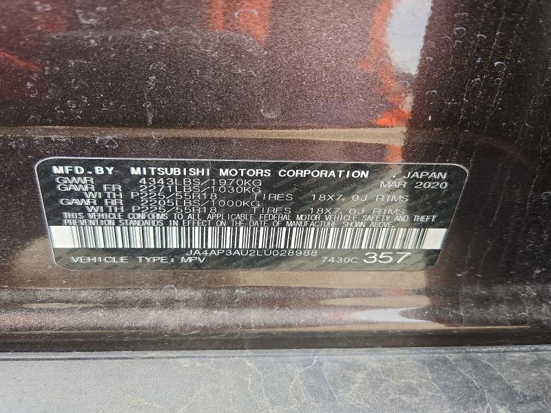 46133866 :رقم المزاد ، JA4AP3AU2LU028988 vin ، 2020 Mitsubishi Outlander Sport مزاد بيع