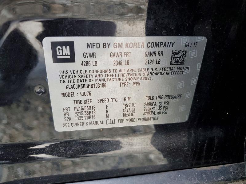Aukcja sprzedaży 2017 Buick Encore, vin: KL4CJASB3HB193186, numer aukcji: 78617455