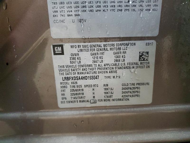 Продаж на аукціоні авто 2017 Buick Envision, vin: LRBFXDSA4HD193047, номер лоту: 46120446