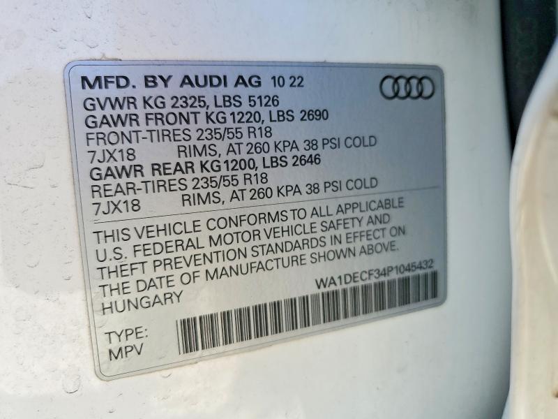 Aukcja sprzedaży 2023 Audi Q3, vin: WA1DECF34P1045432, numer aukcji: 47211876