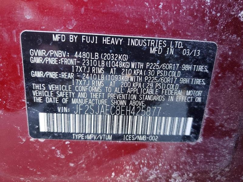 Aukcja sprzedaży 2014 Subaru Forester, vin: JF2SJAEC8EH425877, numer aukcji: 79188265
