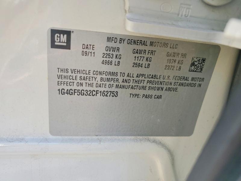 Продажа на аукционе авто 2012 Buick Lacrosse, vin: 1G4GF5G32CF162753, номер лота: 46499386