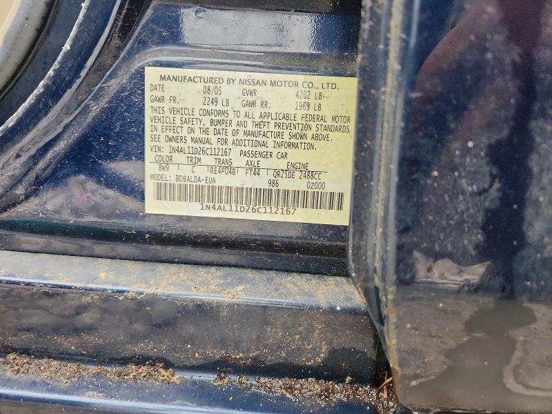 Продаж на аукціоні авто 2006 Nissan Altima, vin: 1N4AL11D26C112167, номер лоту: 45509046