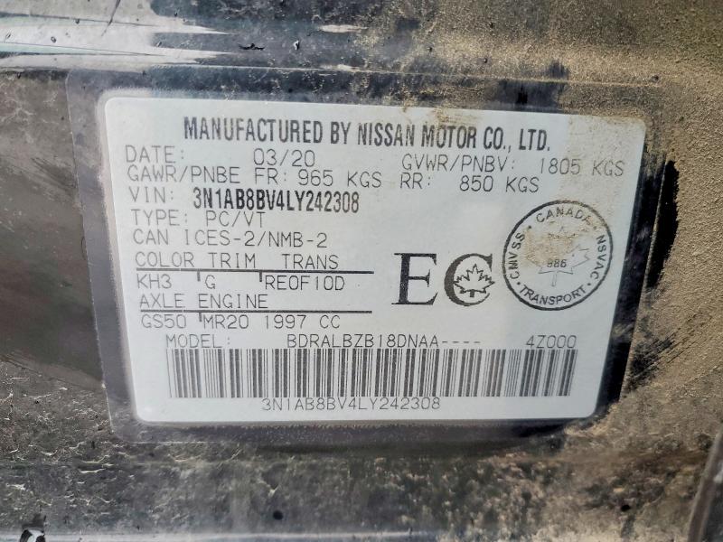 Продажа на аукционе авто 2020 Nissan Sentra, vin: 3N1AB8BV4LY242308, номер лота: 46046096