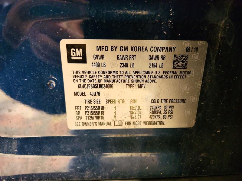 46108706 :رقم المزاد ، KL4CJESB5LB034606 vin ، 2020 Buick Encore مزاد بيع