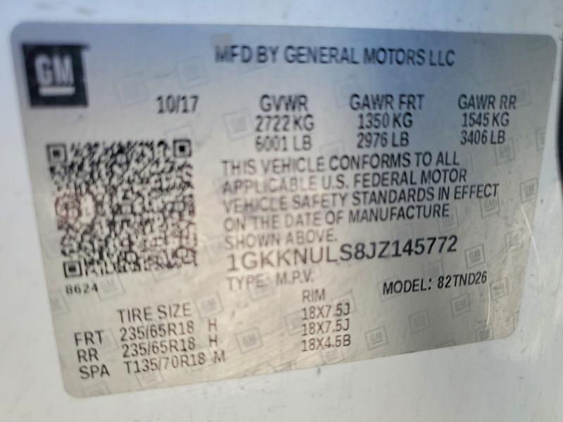 Aukcja sprzedaży 2018 Gmc Acadia, vin: 1GKKNULS8JZ145772, numer aukcji: 91127195