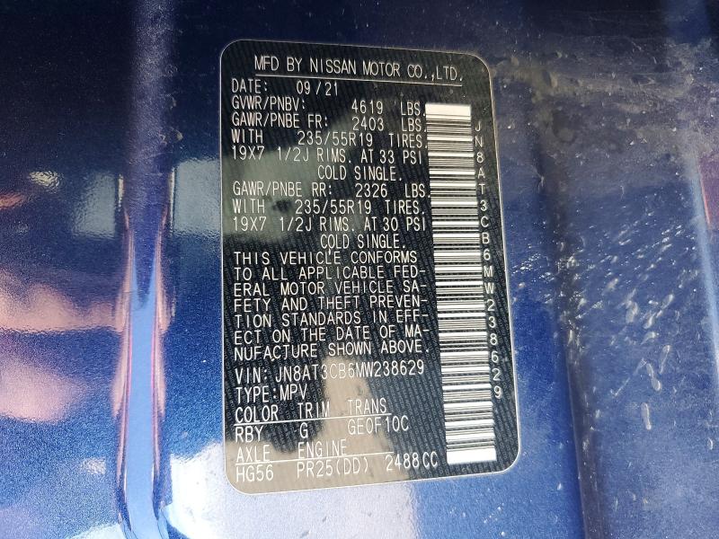 Продажа на аукционе авто 2021 Nissan Rogue, vin: JN8AT3CB6MW238629, номер лота: 46154666