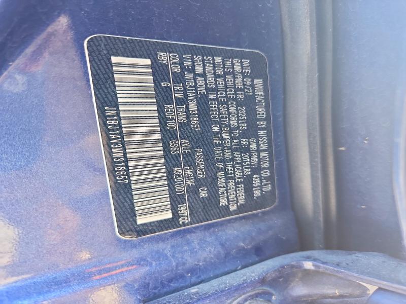 41702266 :رقم المزاد ، JN1BJ1AV3MW318657 vin ، 2021 Nissan Rogue Sport مزاد بيع