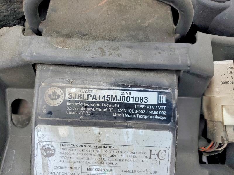 Продаж на аукціоні авто 2021 Can-am Outlander Max, vin: 3JBLPAT45MJ001083, номер лоту: 46411566