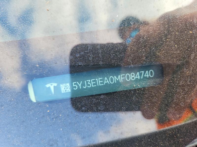 47123296 :رقم المزاد ، 5YJ3E1EA0MF084740 vin ، 2021 Tesla Model 3 مزاد بيع