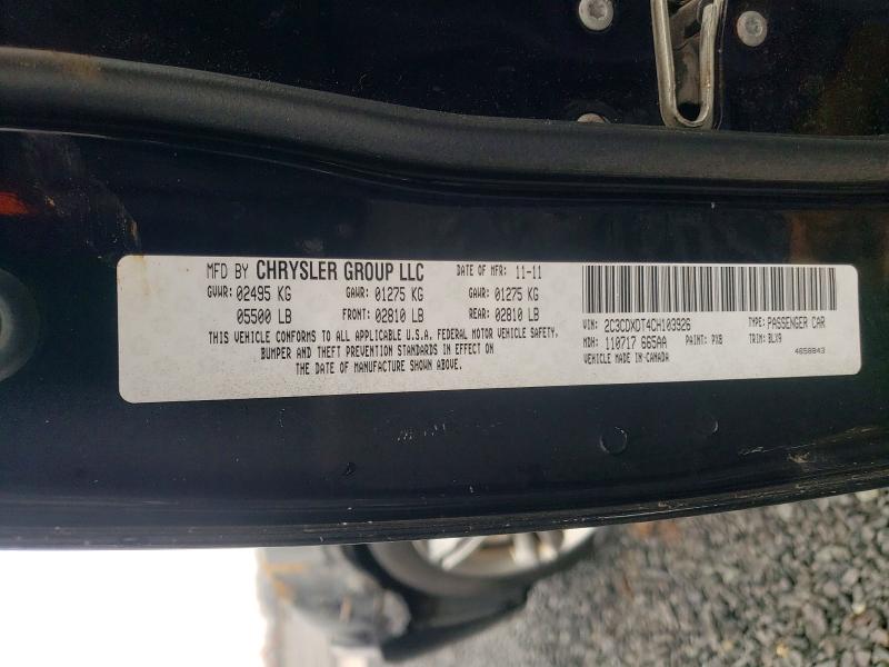 79611555 :رقم المزاد ، 2C3CDXDT4CH103926 vin ، 2012 Dodge Charger مزاد بيع
