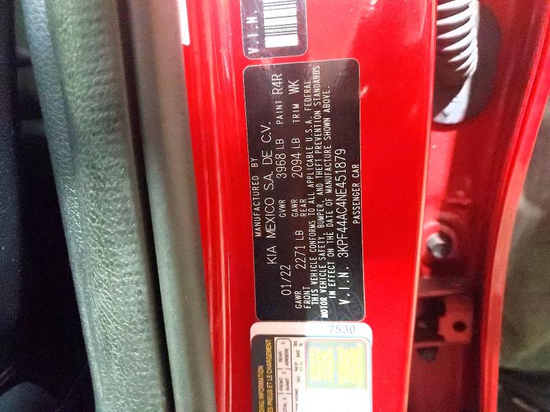 45600546 :رقم المزاد ، 3KPF44AC4NE451879 vin ، 2022 Kia Forte مزاد بيع