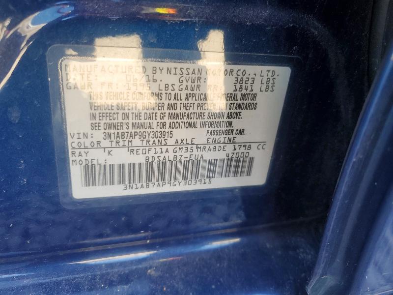 Aukcja sprzedaży 2016 Nissan Sentra, vin: 3N1AB7AP9GY303915, numer aukcji: 76035165