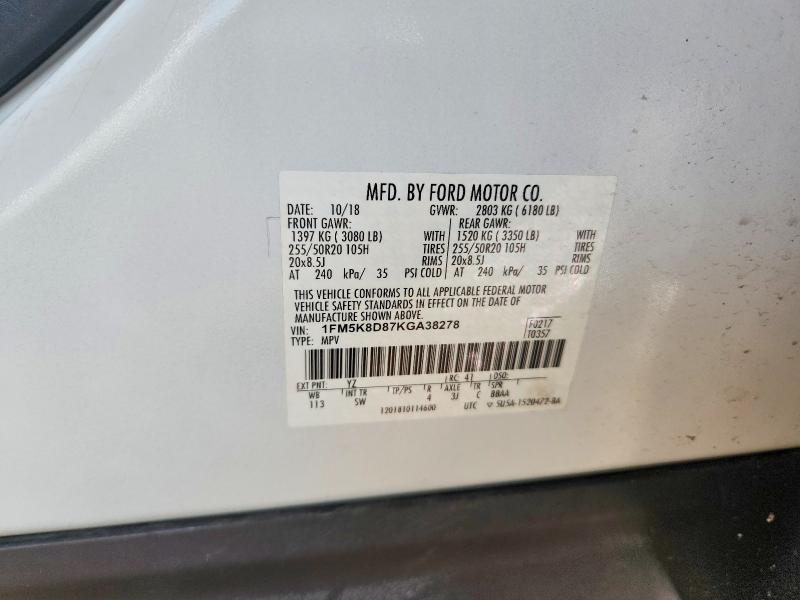 Aukcja sprzedaży 2019 Ford Explorer, vin: 1FM5K8D87KGA38278, numer aukcji: 46428516