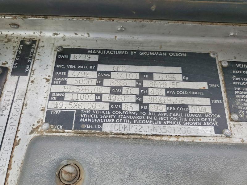 Aukcja sprzedaży 1992 Gmc Forward Control Chassis, vin: 1GDKP32J5N3501236, numer aukcji: 78191275