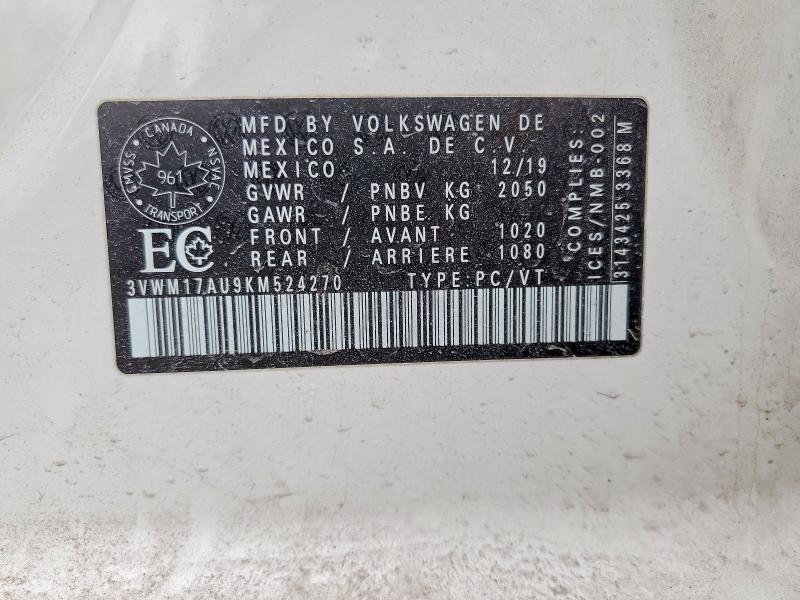 Aukcja sprzedaży 2019 Volkswagen Golf Alltrack, vin: 3VWM17AU9KM524270, numer aukcji: 79991375