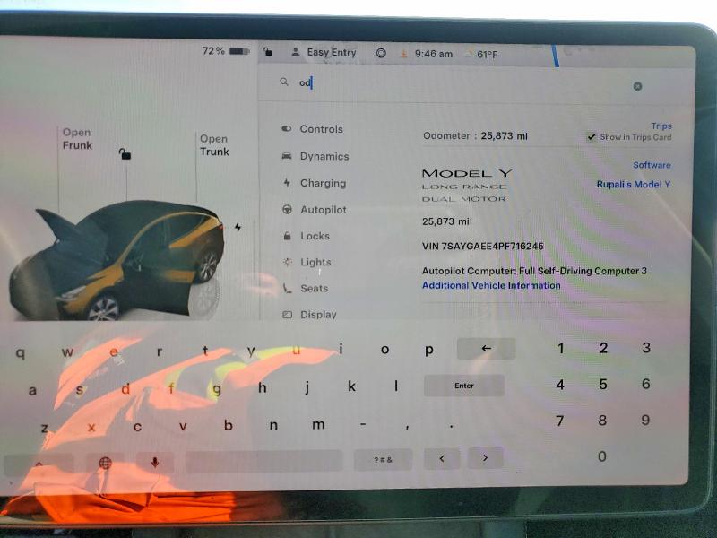 41612706 :رقم المزاد ، 7SAYGAEE4PF716245 vin ، 2023 Tesla Model Y مزاد بيع