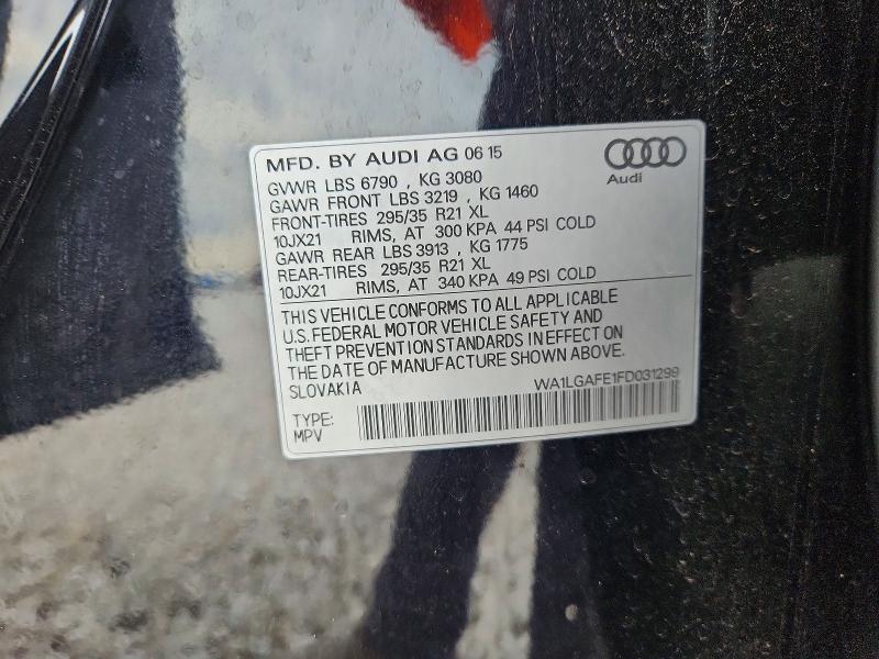 41833386 :رقم المزاد ، WA1LGAFE1FD031299 vin ، 2015 Audi Q7 مزاد بيع