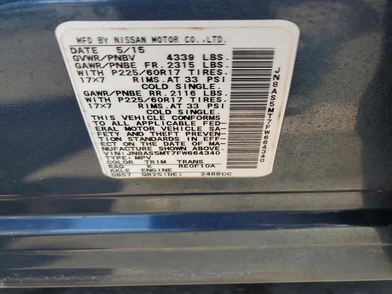 79543975 :رقم المزاد ، JN8AS5MT7FW664340 vin ، 2015 Nissan Rogue Select مزاد بيع