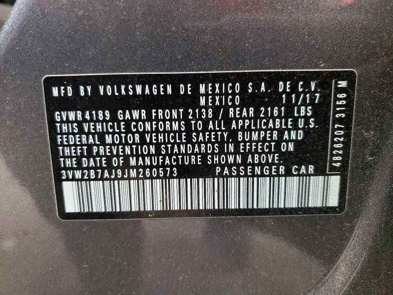 Aukcja sprzedaży 2018 Volkswagen Jetta, vin: 3VW2B7AJ9JM260573, numer aukcji: 47507656
