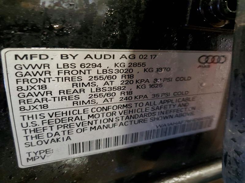Продаж на аукціоні авто 2017 Audi Q7, vin: WA1AHAF76HD045921, номер лоту: 46358466