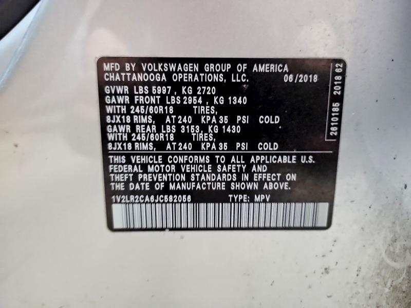 Продаж на аукціоні авто 2018 Volkswagen Atlas, vin: 1V2LR2CA6JC582056, номер лоту: 78609305