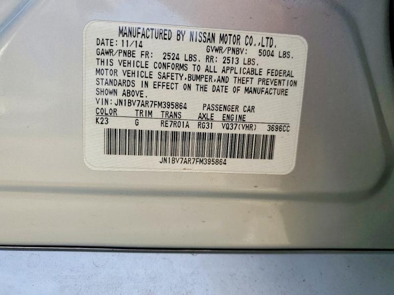Aukcja sprzedaży 2015 Infiniti Q50, vin: JN1BV7AR7FM395864, numer aukcji: 47193796