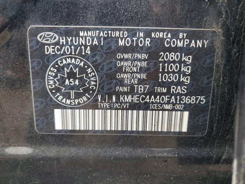 Aukcja sprzedaży 2015 Hyundai Sonata Hybrid, vin: KMHEC4A40FA136875, numer aukcji: 45628166