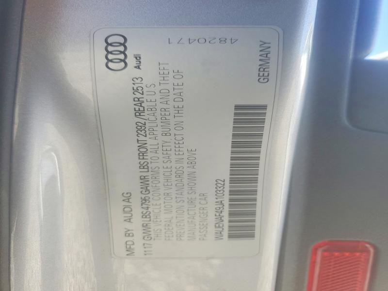 2018 Audi A4 მანქანა იყიდება აუქციონზე, vin: WAUENAF49JA103322, აუქციონის ნომერი: 46633446