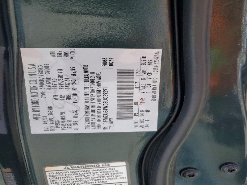 2003 Ford Explorer მანქანა იყიდება აუქციონზე, vin: 1FMZU64W53UC39291, აუქციონის ნომერი: 46719236
