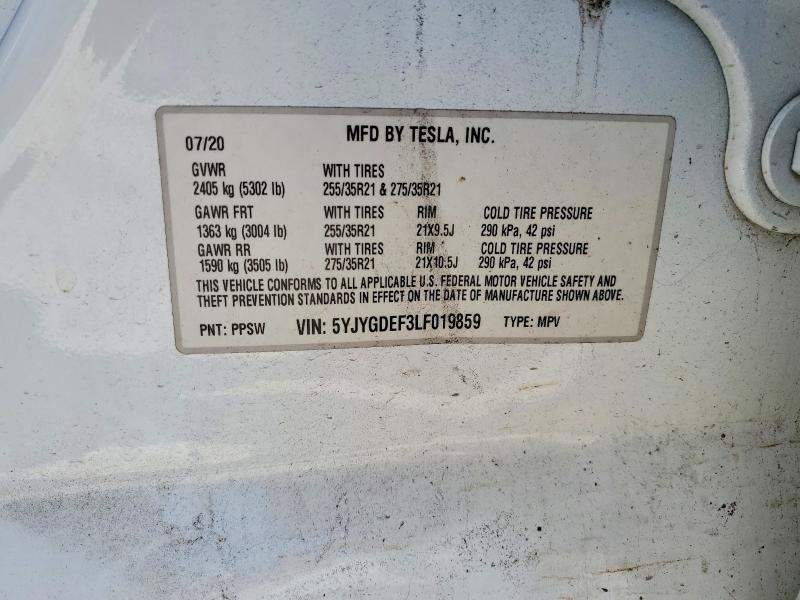 Aukcja sprzedaży 2020 Tesla Model Y, vin: 5YJYGDEF3LF019859, numer aukcji: 46155156