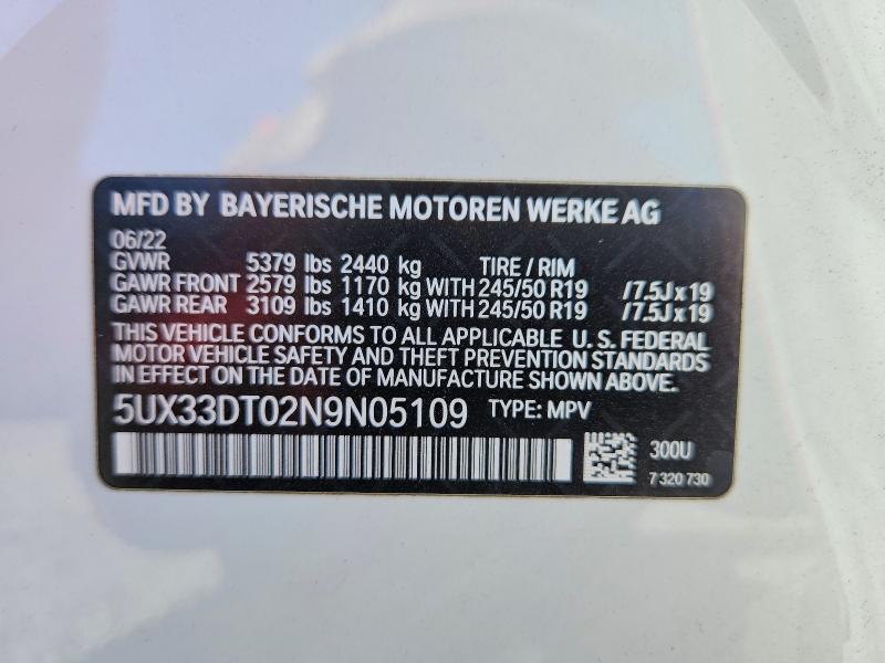 Продаж на аукціоні авто 2022 Bmw X4, vin: 5UX33DT02N9N05109, номер лоту: 79707565