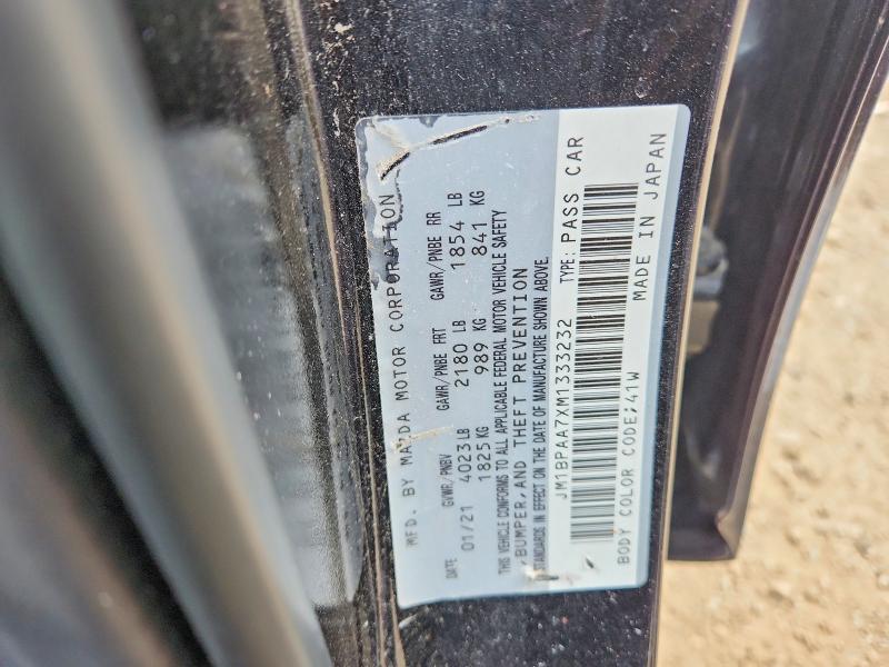 2021 Mazda 3 მანქანა იყიდება აუქციონზე, vin: JM1BPAA7XM1333232, აუქციონის ნომერი: 47292936