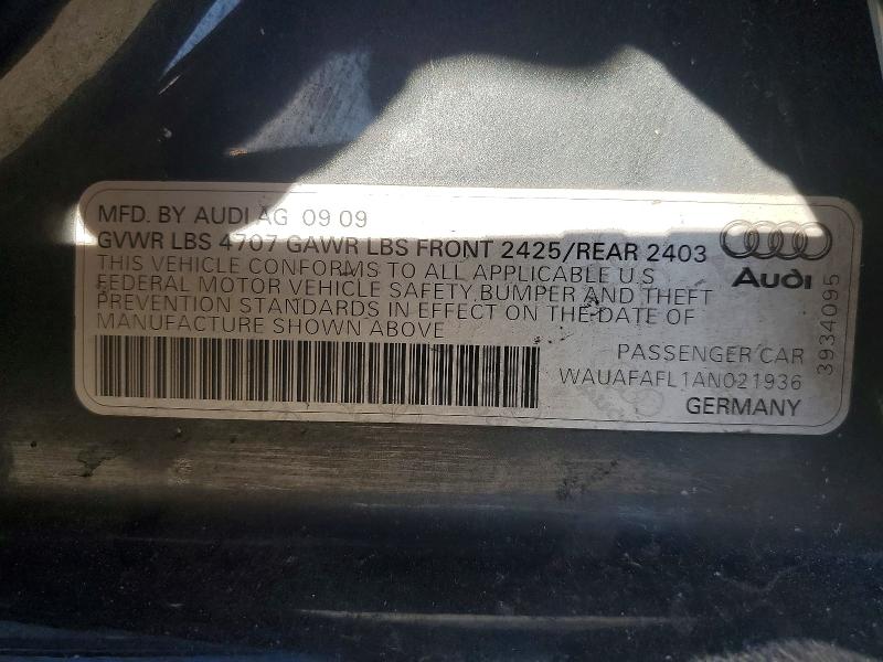 Продаж на аукціоні авто 2010 Audi A4, vin: WAUAFAFL1AN021936, номер лоту: 46537926