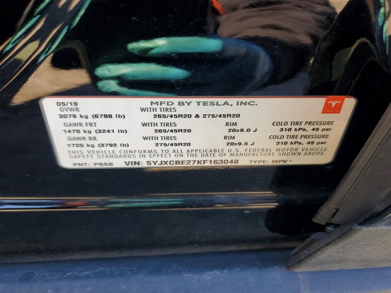 46997126 :رقم المزاد ، 5YJXCBE27KF163048 vin ، 2019 Tesla Model X مزاد بيع