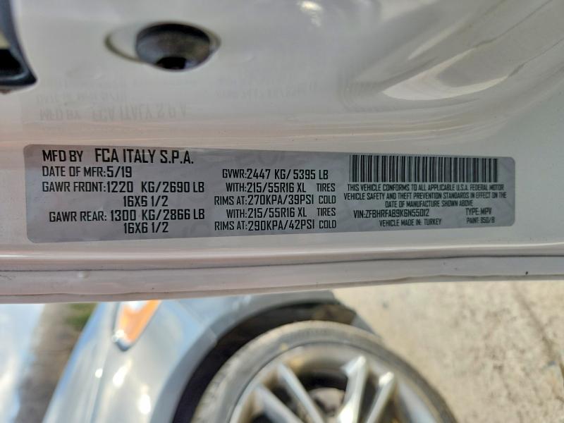 2019 Ram Promaster City მანქანა იყიდება აუქციონზე, vin: ZFBHRFAB9K6N55012, აუქციონის ნომერი: 47390026