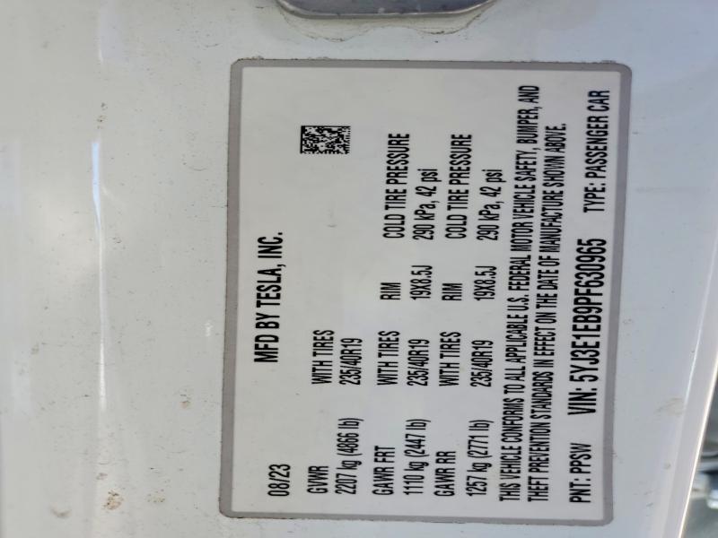 Продаж на аукціоні авто 2023 Tesla Model 3, vin: 5YJ3E1EB9PF630965, номер лоту: 46593616
