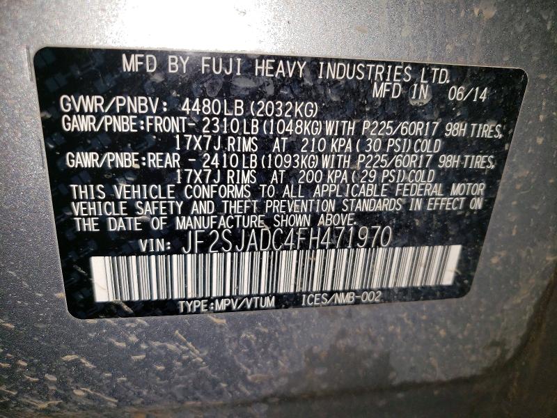 45833396 :رقم المزاد ، JF2SJADC4FH471970 vin ، 2015 Subaru Forester مزاد بيع