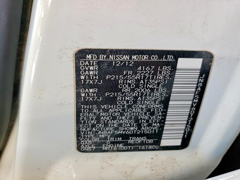 2013 Nissan Juke მანქანა იყიდება აუქციონზე, vin: JN8AF5MV6DT215011, აუქციონის ნომერი: 79553735