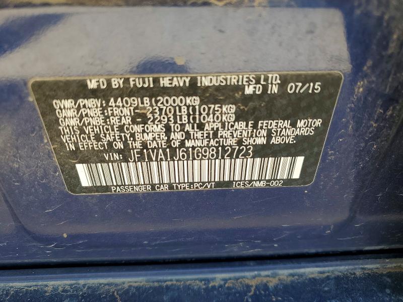 47328206 :رقم المزاد ، JF1VA1J61G9812723 vin ، 2016 Subaru Wrx مزاد بيع