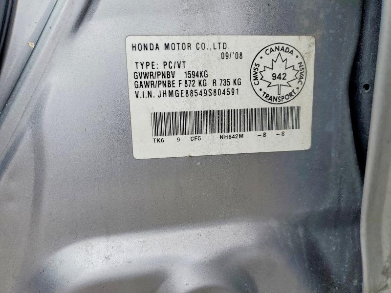 78411245 :رقم المزاد ، JHMGE88549S804591 vin ، 2009 Honda Fit مزاد بيع