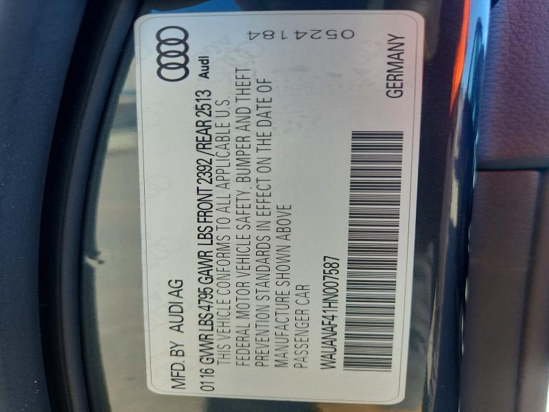 Продажа на аукционе авто 2017 Audi A4, vin: WAUANAF41HN007587, номер лота: 41805276
