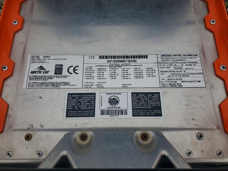 2016 Arctic Cat Xf Crosstrek 7000 მანქანა იყიდება აუქციონზე, vin: 4UF16SNW0GT102492, აუქციონის ნომერი: 47587866