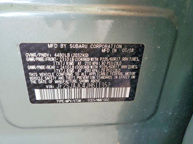 Auction sale of the 2018 Subaru Forester, vin: JF2SJAJC4JH611352, lot number: 47385116