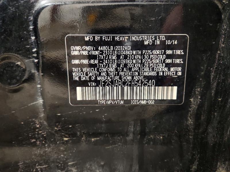 Продажа на аукционе авто 2015 Subaru Forester, vin: JF2SJABC2FH542540, номер лота: 47163176