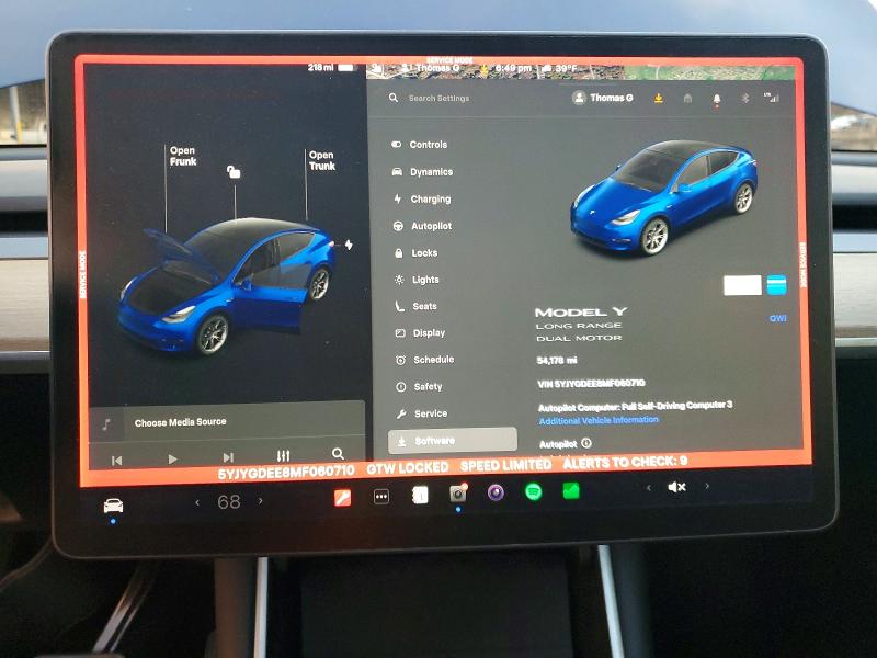 Продажа на аукционе авто 2021 Tesla Model Y, vin: 5YJYGDEE8MF060710, номер лота: 41867506