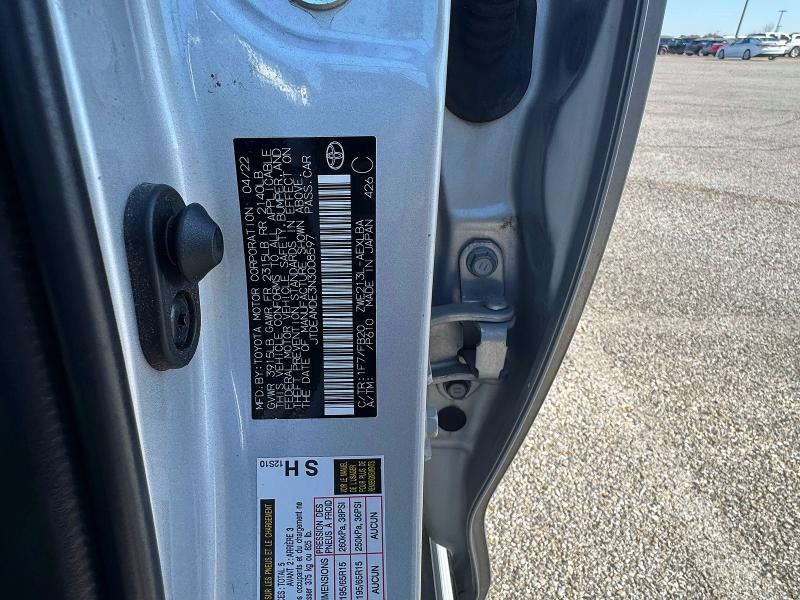 47030916 :رقم المزاد ، JTDEAMDE3N3008597 vin ، 2022 Toyota Corolla Hybrid مزاد بيع