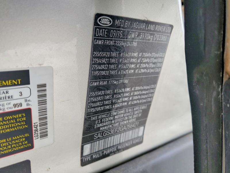 Aukcja sprzedaży 2016 Land Rover Range Rover, vin: SALGS3EF2GA256421, numer aukcji: 79847695
