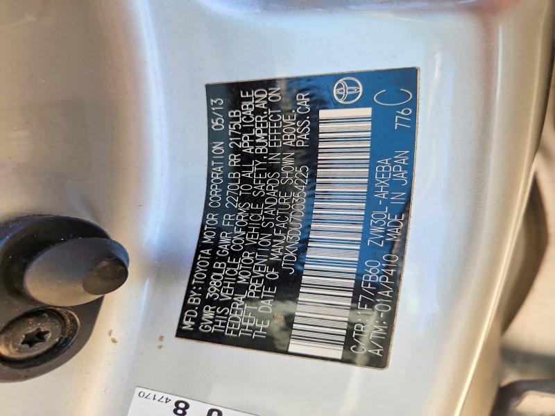 42077196 :رقم المزاد ، JTDKN3DU7D0354225 vin ، 2013 Toyota Prius مزاد بيع