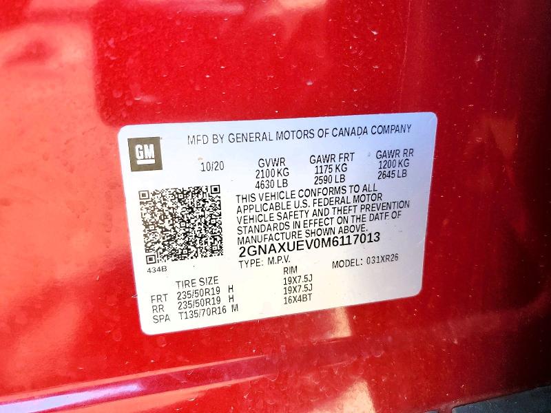 Продажа на аукционе авто 2021 Chevrolet Equinox, vin: 2GNAXUEV0M6117013, номер лота: 47109626